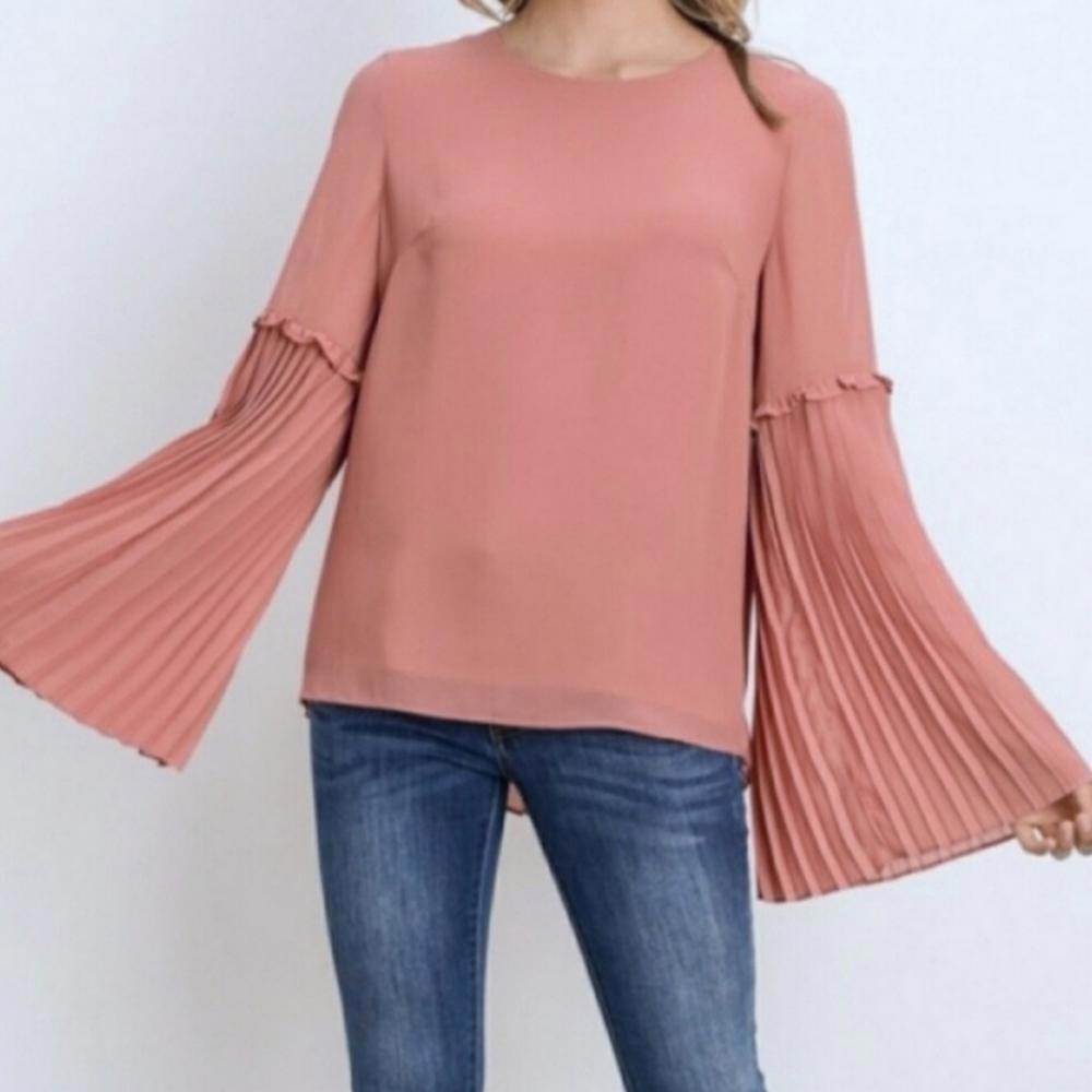 Gilli Ruffle Pleated Detail Blouse Top Women US Small